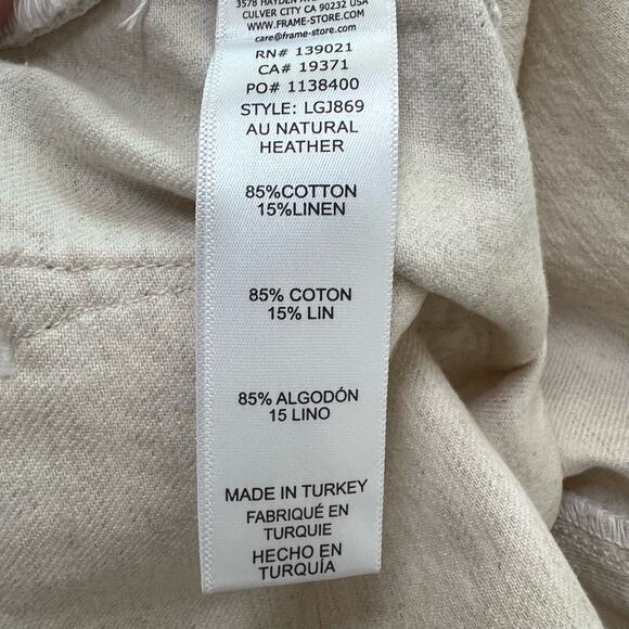 Frame Le Garcon Ankle Slim Straight Leg Jeans Au Natural Heather Cotton Linen 26 - Picture 10 of 11